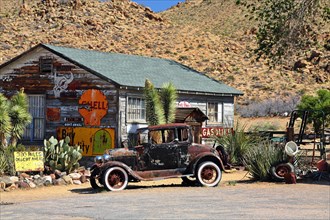 Vintage cars at the Hackberry General Store on historic Route 66. Kingman