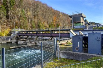 The Iller barrage 5 Fluhmuehle with fish ladder near Altusried