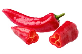 Sweet capia pepper whole and cut on half isolated on white background