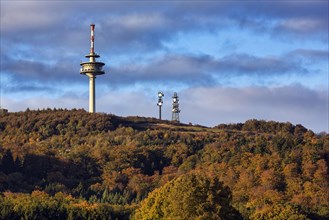Mountain top with telecommunications tower Koeterberg and two transmission masts