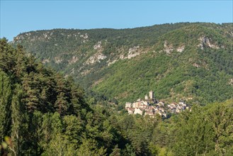 Village of Peyreleau in the Jonte Gorge. Aveyron