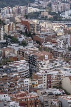 Aerial view of residential areas of the city of Barcelona