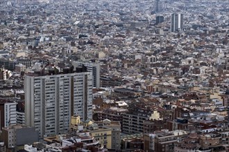 Aerial view of residential areas of the city of Barcelona