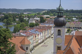 View of the old town with towers from the tower of the church sv. Jakuba Church Jmena Jezis