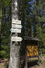 Hiking trail sign at the Schwarzenberg alluvial canal