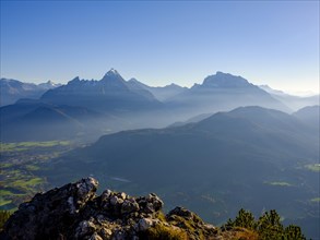 View from the Rauher Kopf summit of the Berchtesgaden Alps