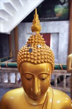 Buddha statue with coins as donation
