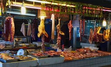 Typical meat stall at Banzaan fresh market