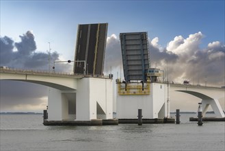 Opened shipping channel of the Zeeland Bridge