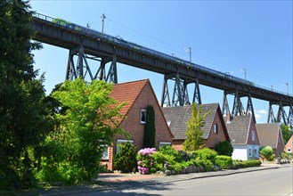 Detached houses under the railway bridge of Rendsburg
