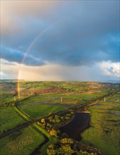 Rainbow over Wetlands from a drone