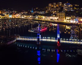 Night over Torquay Marina from a drone