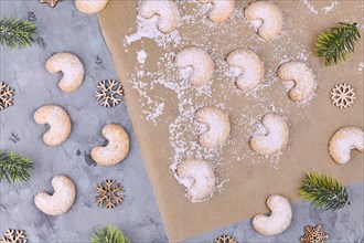 Crescent shaped christmas cookies called Vanillekipferl