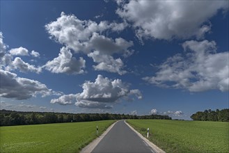 Country road with cloudy sky