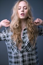 Fashion model with long hair