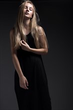 Fashion model with long hair