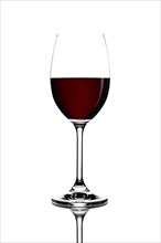 Red wine in a glass isolated on white background