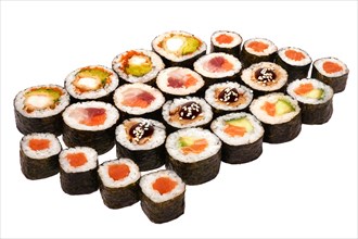 Set of sushi set isolate on a white background. Japanese restaurant menu