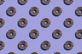 Sweet donuts pattern on a blue background