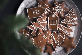 New Year's gingerbread cookie with Christmas accessories