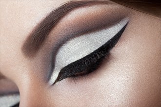 Fashion woman eye makeup. Vision concept. Close-up macro