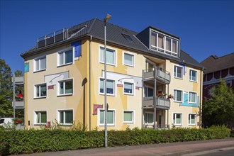 Modern colourful apartment house multi-family house