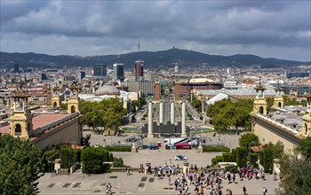 View from the Palau Nacional of the city centre of Barcelona