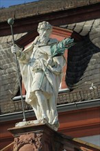 Statue with Saint Jacob with staff at the main gate of the citadel