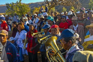 Locals celebrating a death ceremony along the road between Antanarivo and Morondavia