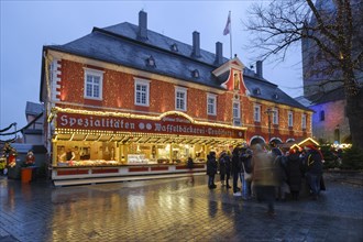 Decorated town hall at Christmas time