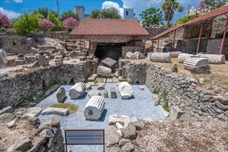 View of uncovered historical burial chamber of mausoleum for King Mausolos from antiquity