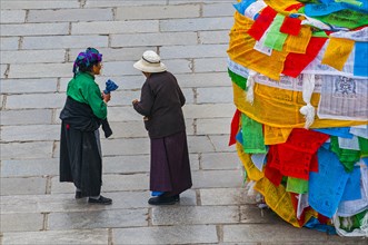 Tibetan pilgrims praying before the Jokhang temple