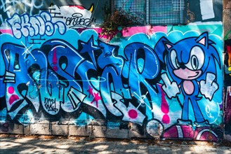 Graffiti Street Art on walls behind the Zoo Walls in Barcelona