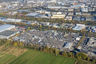 Aerial view of the former Boehringer plant Moorfleet. Pharmaceutical company