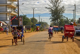 Walking rickshaws in Manakara on the east coast of Madagascar