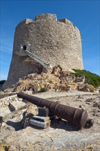 Historic Spanish defence defence tower Torre Spagnola La Turri with staircase for sightseeing