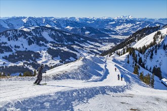 Skiers in the Hochgrat ski area