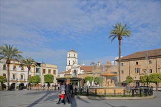 Plaza de Espana with fountain and palm tree