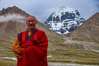 Monk before Mount Kailash