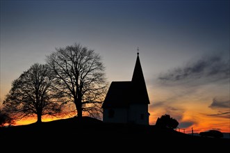 Brother Klaus Chapel on the Hagspiel plateau near Oberstaufen in the evening light