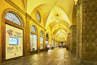 Illuminated arcades at the Maggiore Market Square
