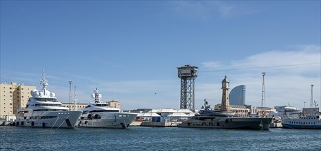Superyachts in the Port of Barcelona