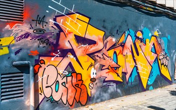 Graffiti Street Art on walls behind the Zoo Walls in Barcelona
