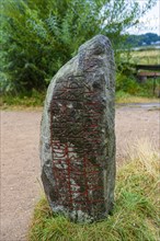 Reconstructed viking runestone in the