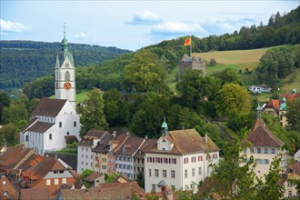 View of Laufenburg with church and castle
