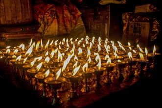Candles in a tibetan temple