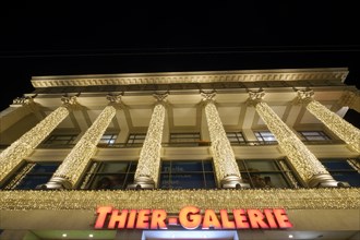 Facade of Thier-Galerie with Christmas lights