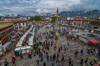 Look down from the Jokhang temple at the Barkhor