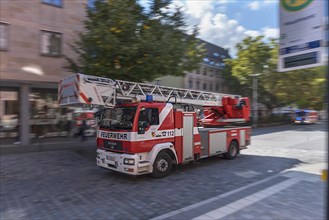 Fire brigade in action in the old town