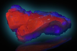 Calcite with Fluorite Seen Fluorescing in Ultra Violet Light: Xian Hua Lin